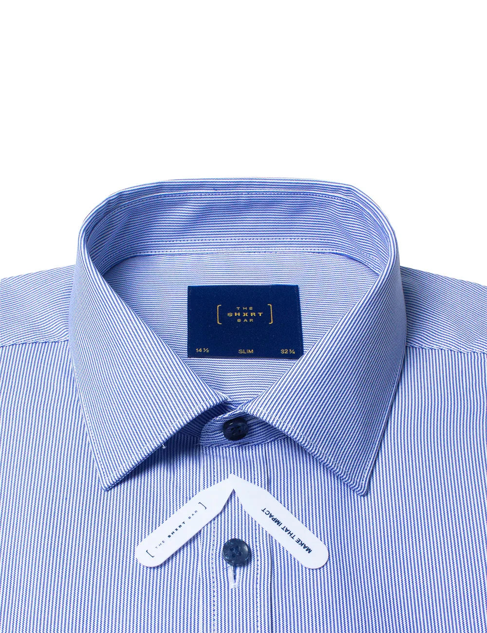 Navy Blue Stripes Wrinkle Free Double Cuff Slim Fit Shirt — The Shirt Bar