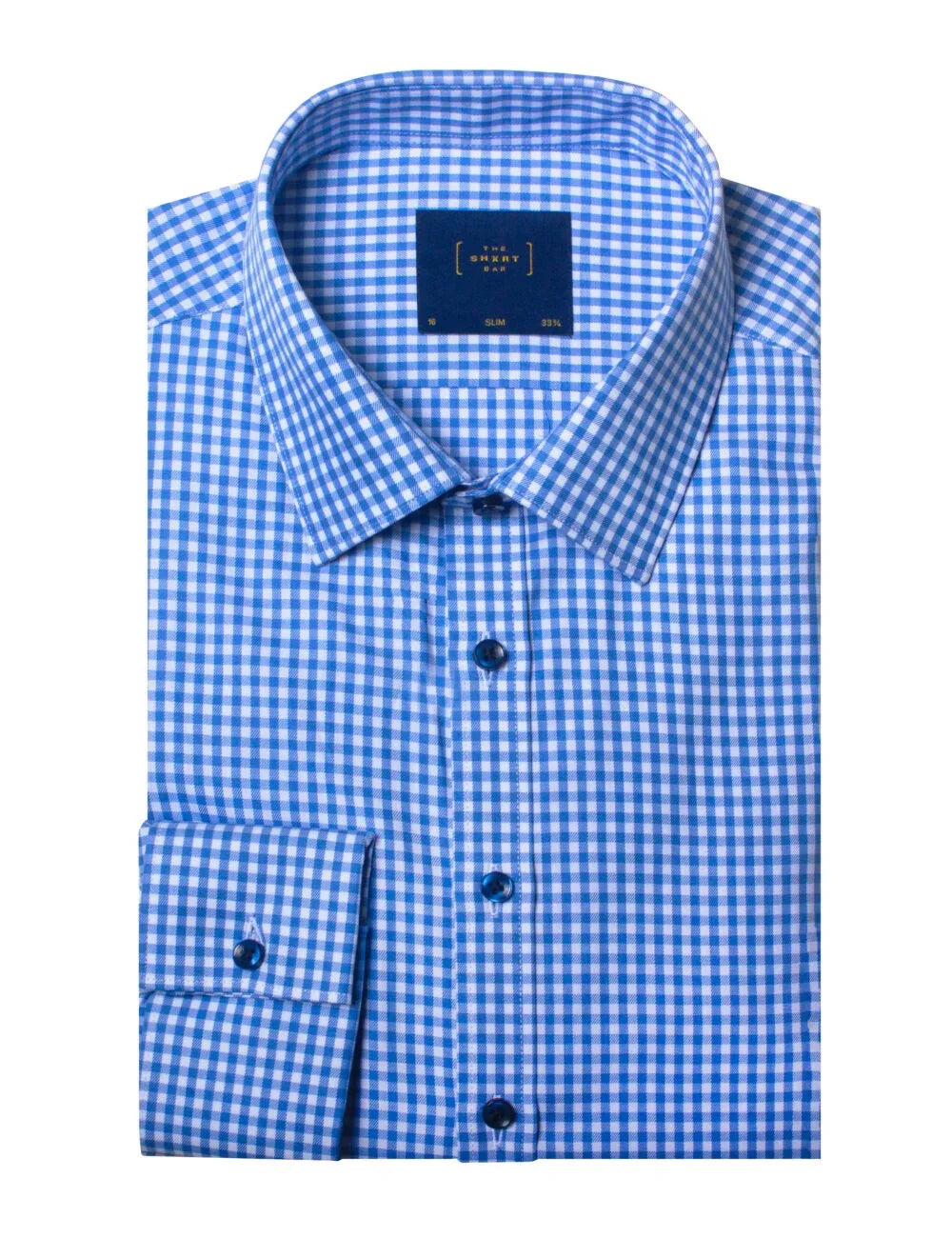 White and Blue Checks Easy Iron Slim Fit Double Cuff Shirt — The Shirt Bar