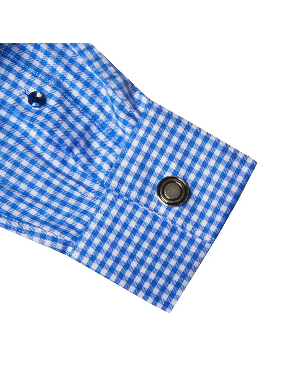 White and Blue Checks Easy Iron Slim Fit Double Cuff Shirt — The Shirt Bar