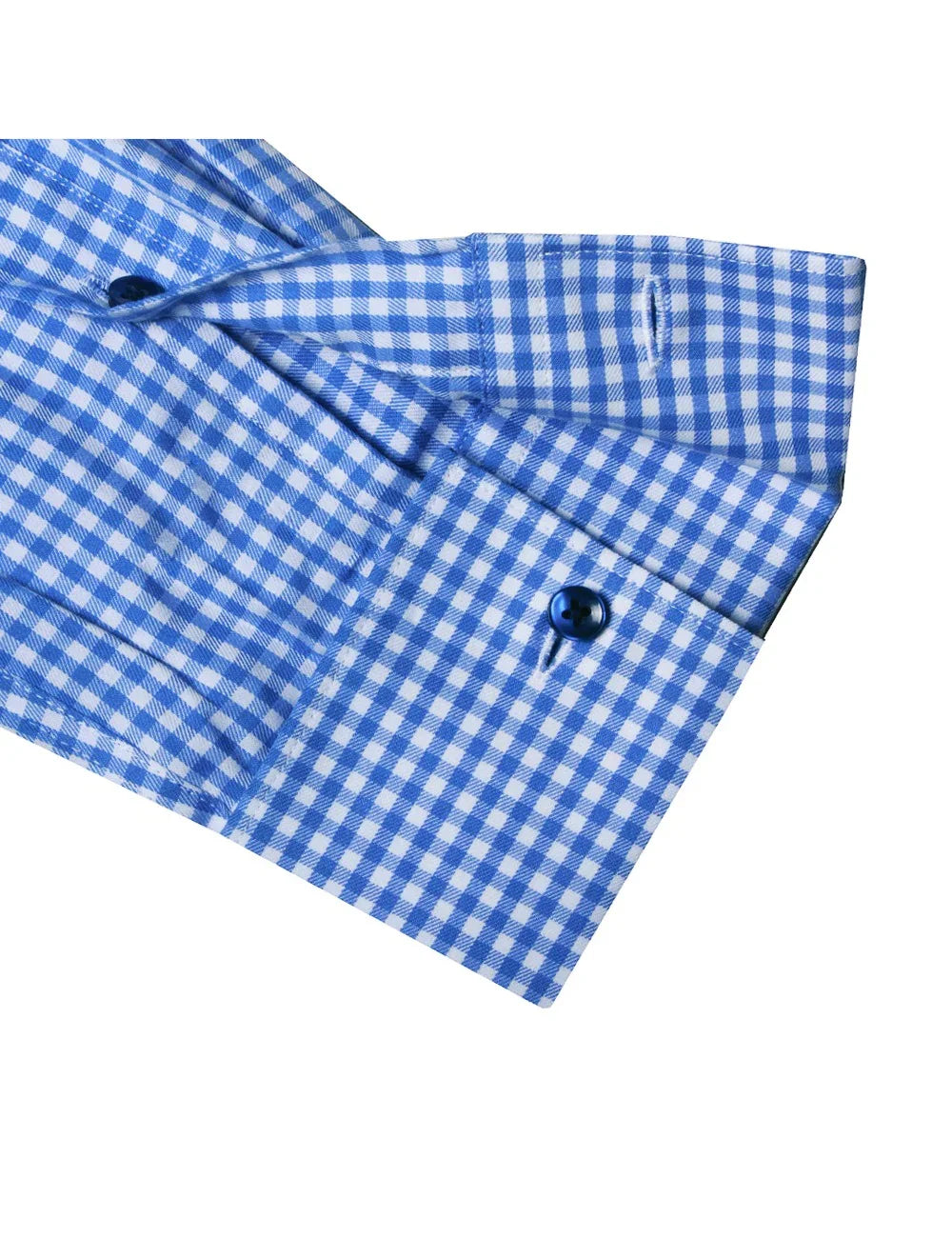 White and Blue Checks Easy Iron Slim Fit Double Cuff Shirt — The Shirt Bar