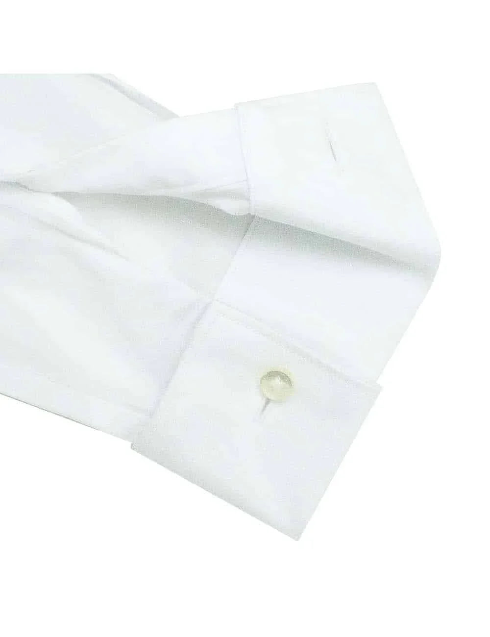 Solid White Wingtip Collar Double Cuff Tuxedo Slim Fit Long Sleeve Shirt — The Shirt Bar