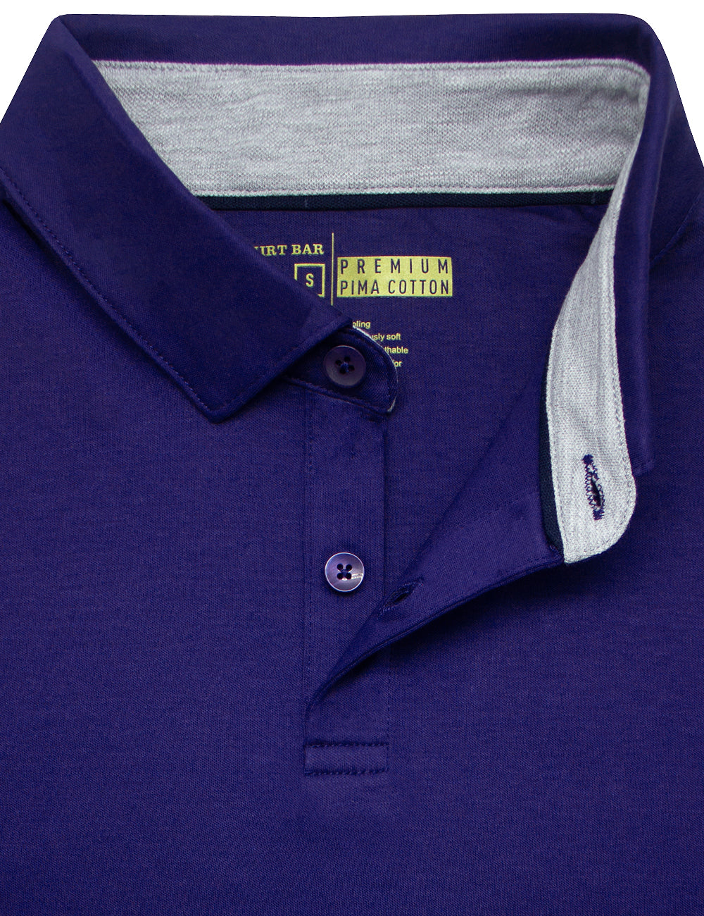 Pima Cotton Hidden Button Down Collar Slim Fit Short Sleeve Polo T-Shirt