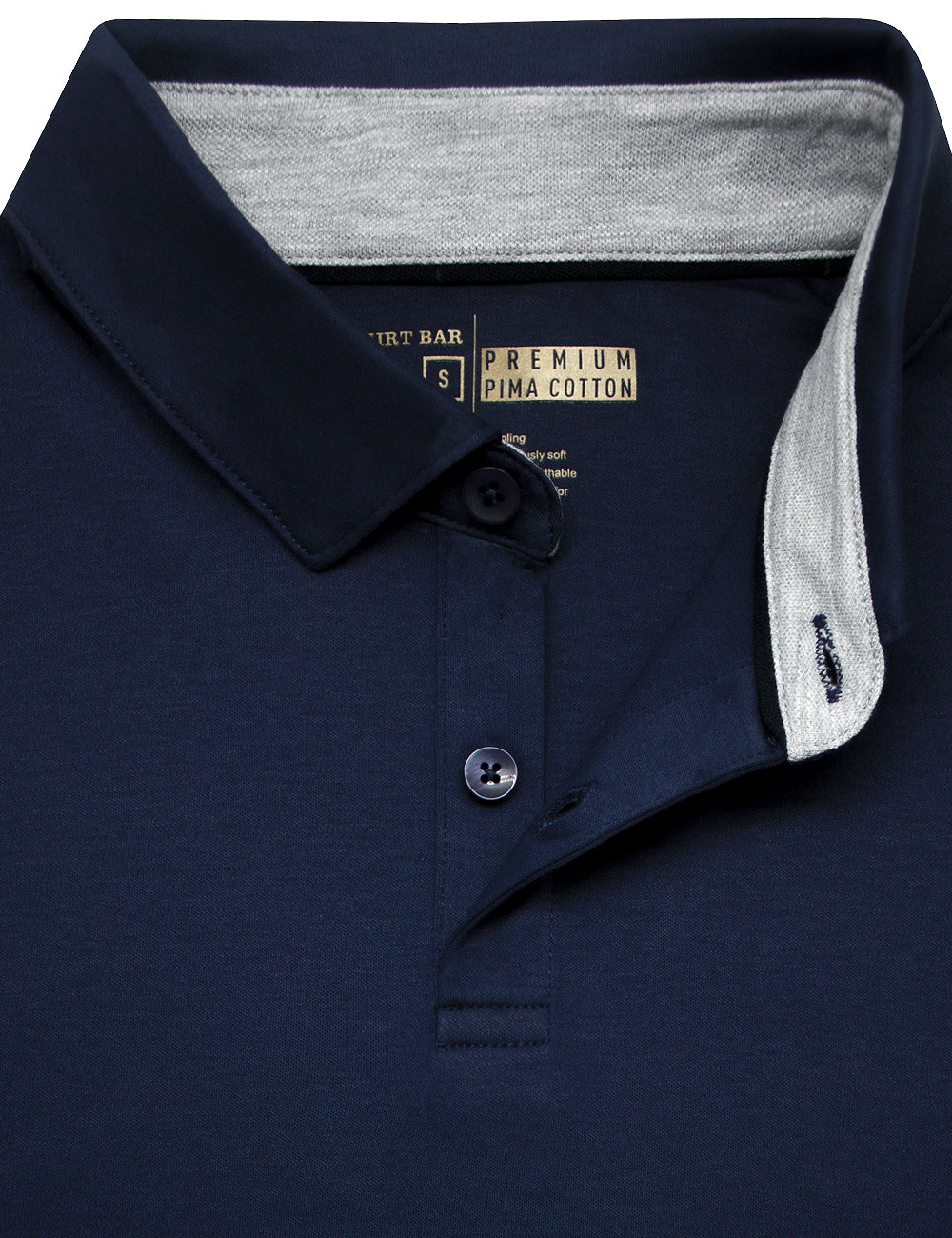 Pima Cotton Hidden Button Down Collar Slim Fit Short Sleeve Polo T-Shirt