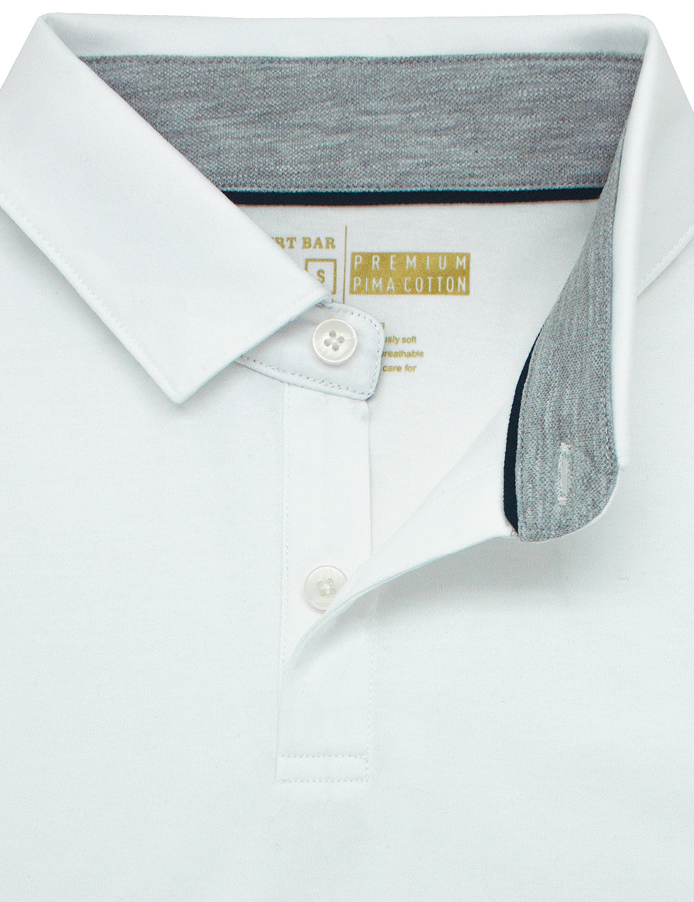 Pima Cotton Hidden Button Down Collar Slim Fit Short Sleeve Polo T-Shirt