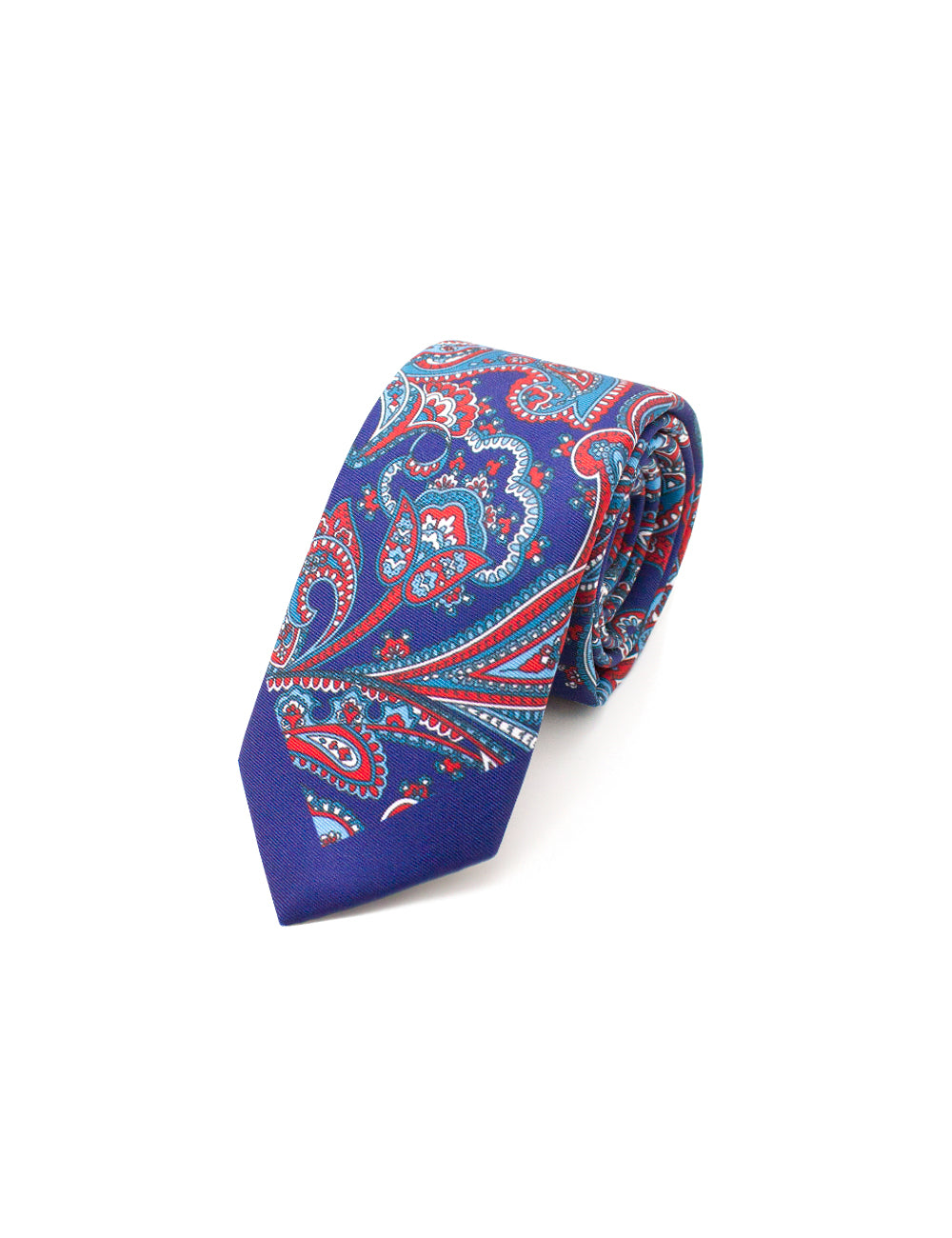 Navy with Red Paisley Print Woven Necktie
