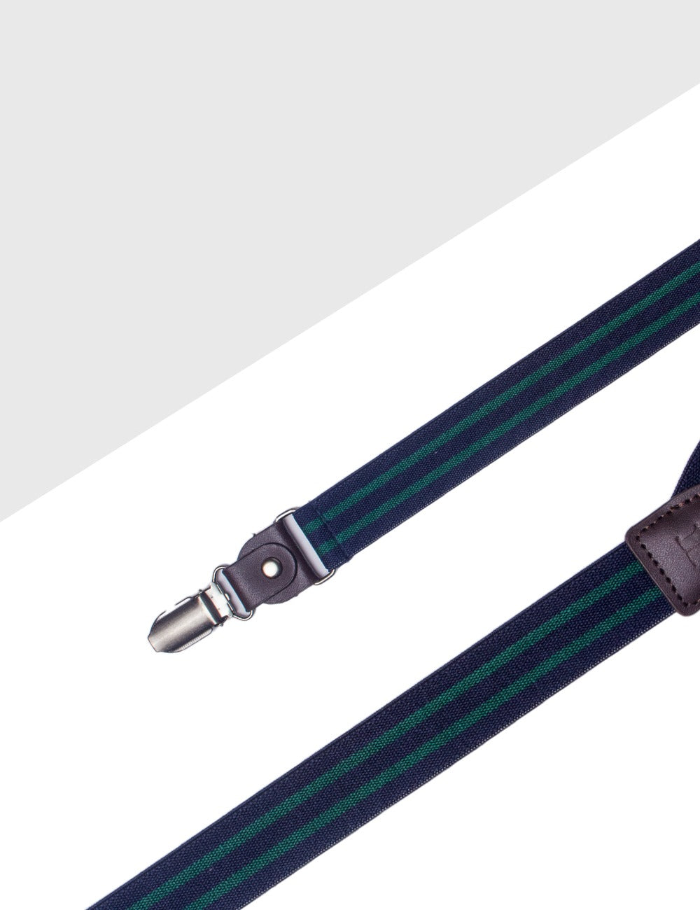 Stripes Single Back Clip 2.5cm Suspender with Genuine Leather Patch