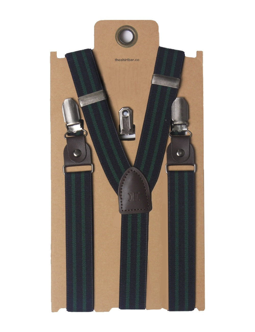 Stripes Single Back Clip 2.5cm Suspender with Genuine Leather Patch