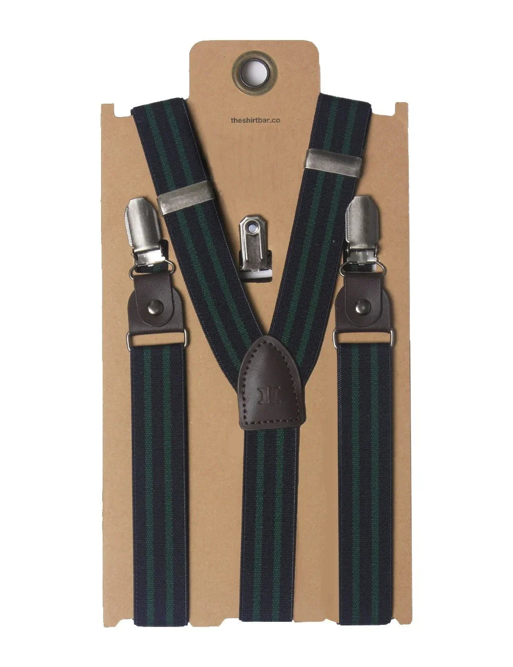 Stripes Single Back Clip 2.5cm Suspender with Genuine Leather Patch — The Shirt Bar
