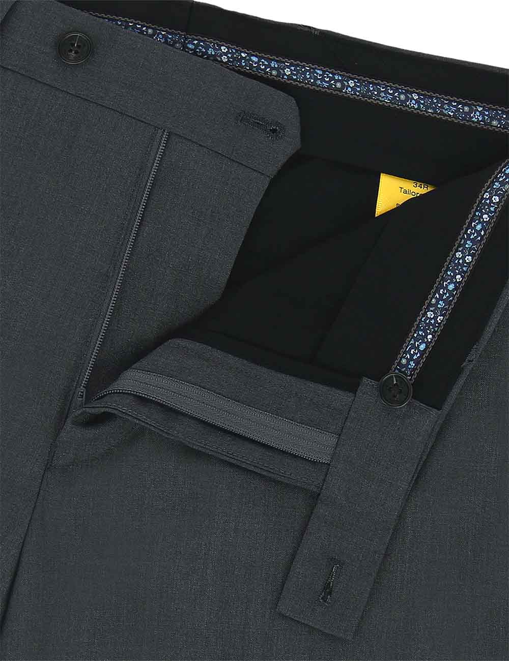 Dark Grey Twill Tailored Fit Suit Pants