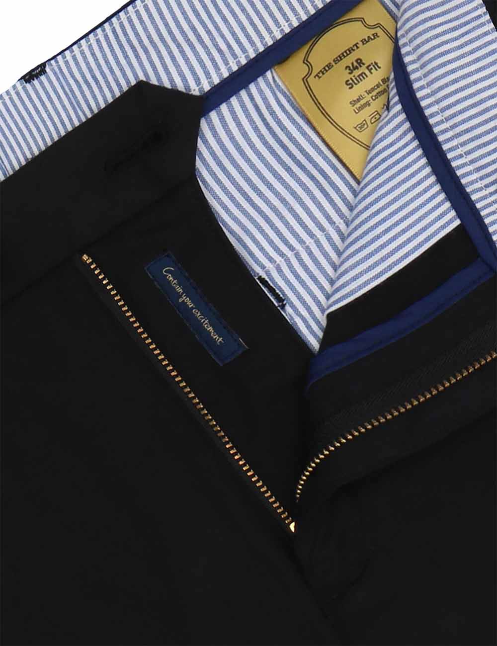 Black Tencel Slim Fit Casual Pants