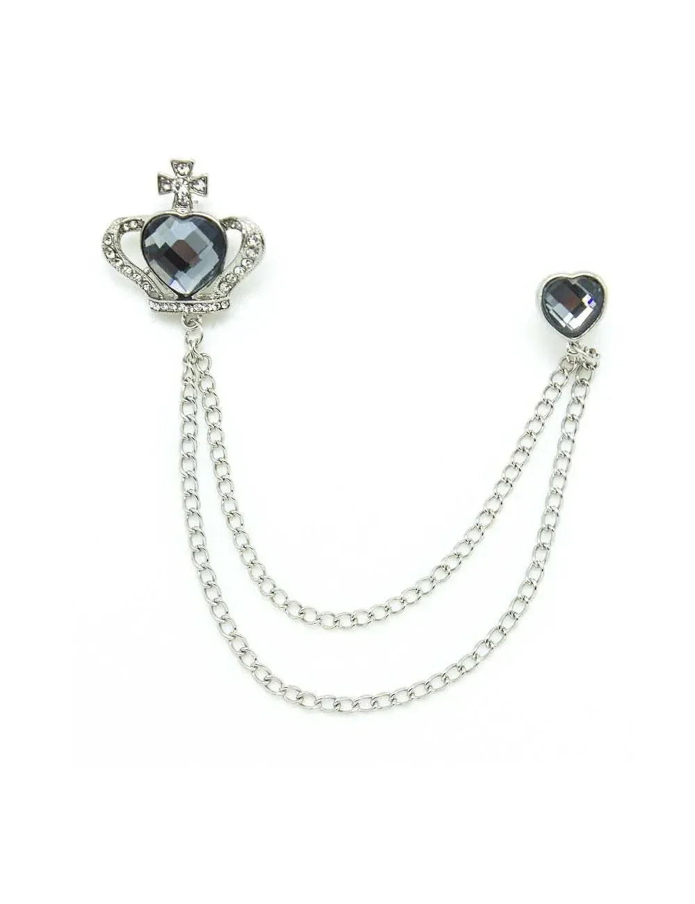 Silver Crown Chain Lapel Pin — The Shirt Bar