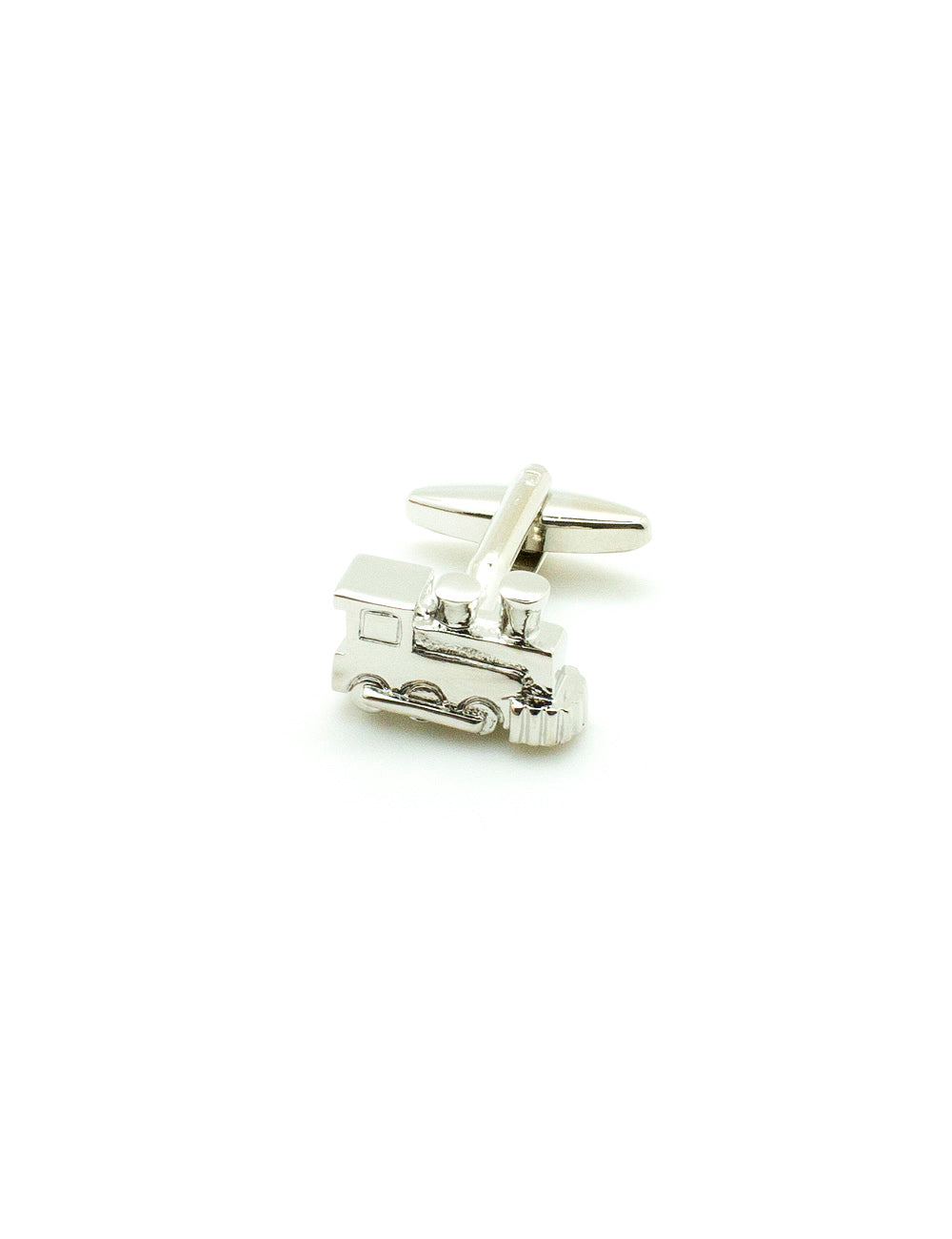 Silver Steam Locomotive Train Cufflink — The Shirt Bar