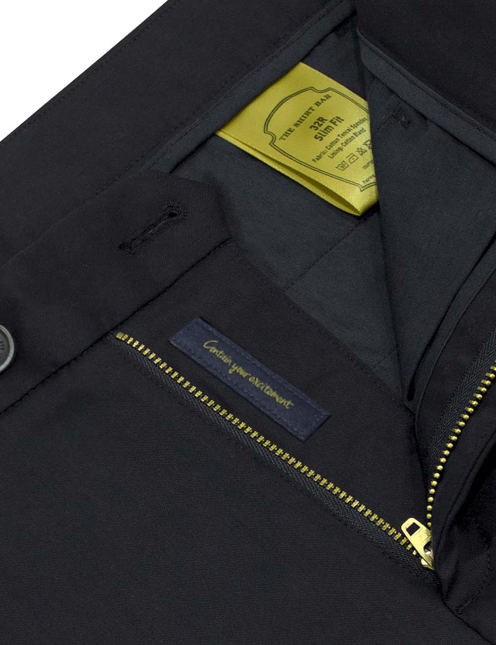 Black Tencel Slim Fit Casual Pants