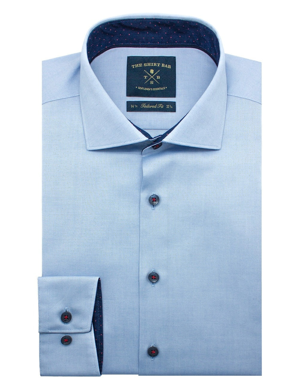 Solid Blue 2 Ply Easy Spread Collar Easy Iron Slim Fit Long Sleeve Shirt