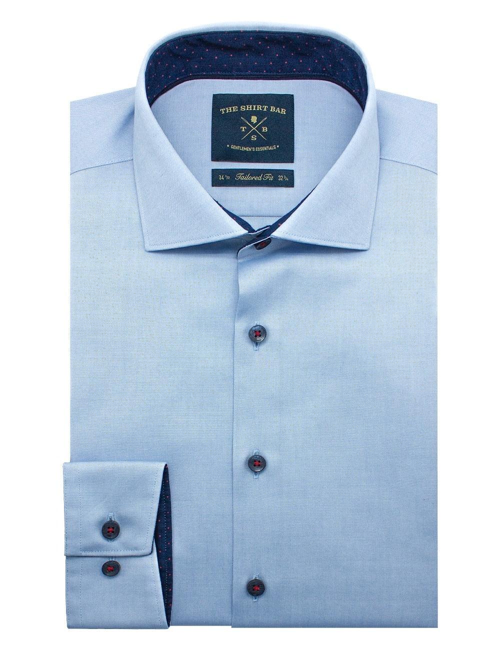 Solid Blue 2 Ply Easy Spread Collar Easy Iron Slim Fit Long Sleeve Shirt — The Shirt Bar