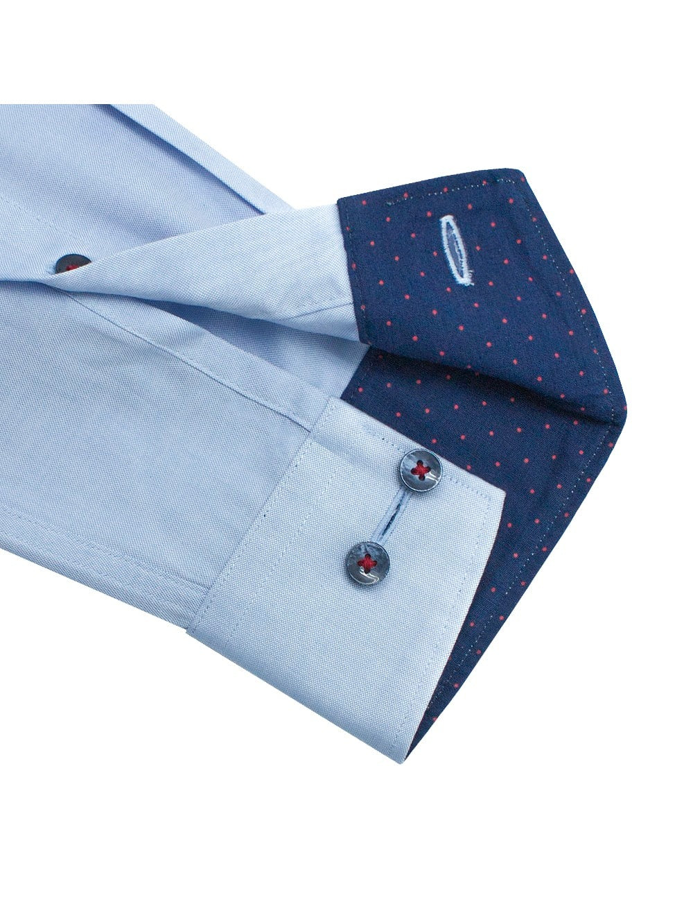 Solid Blue 2 Ply Easy Spread Collar Easy Iron Slim Fit Long Sleeve Shirt