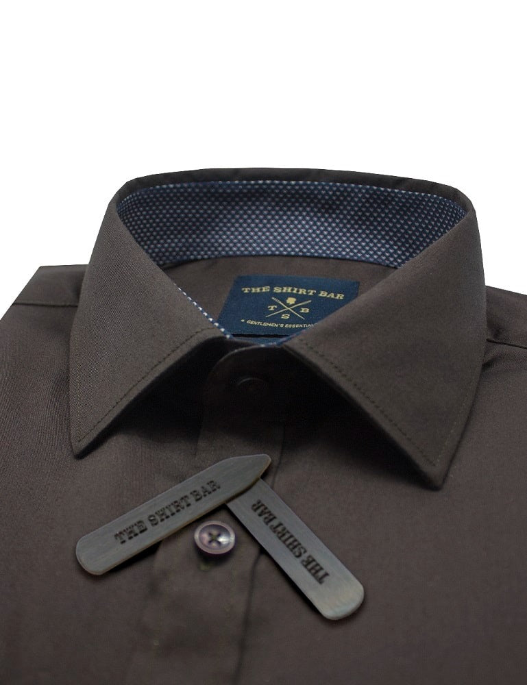 Solid Brown Modern Fit Long Sleeve Shirt