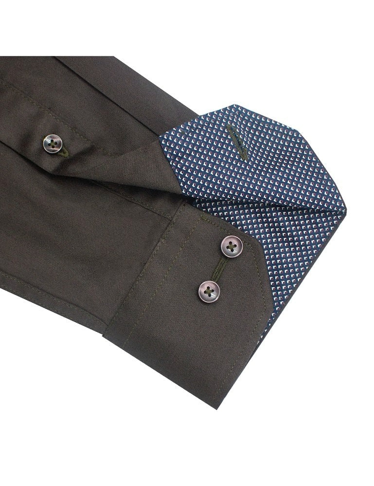 Solid Brown Modern Fit Long Sleeve Shirt