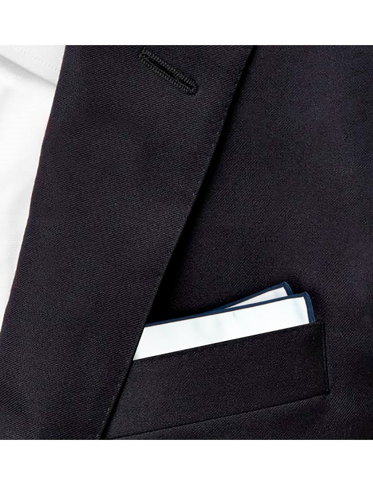 White Woven With Trim Pocket Square