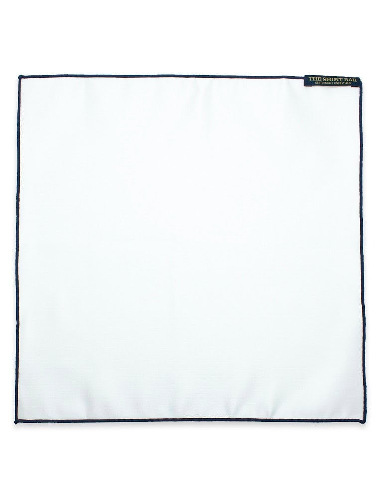 White Woven With Trim Pocket Square