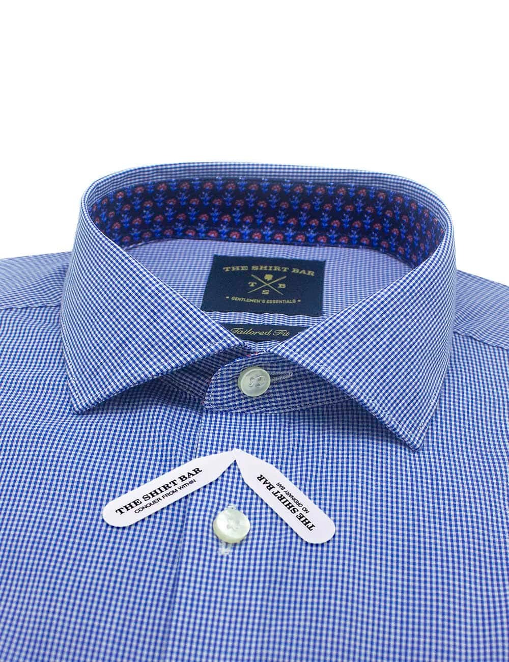 Blue Micro Checks Slim Fit Long Sleeve Shirt
