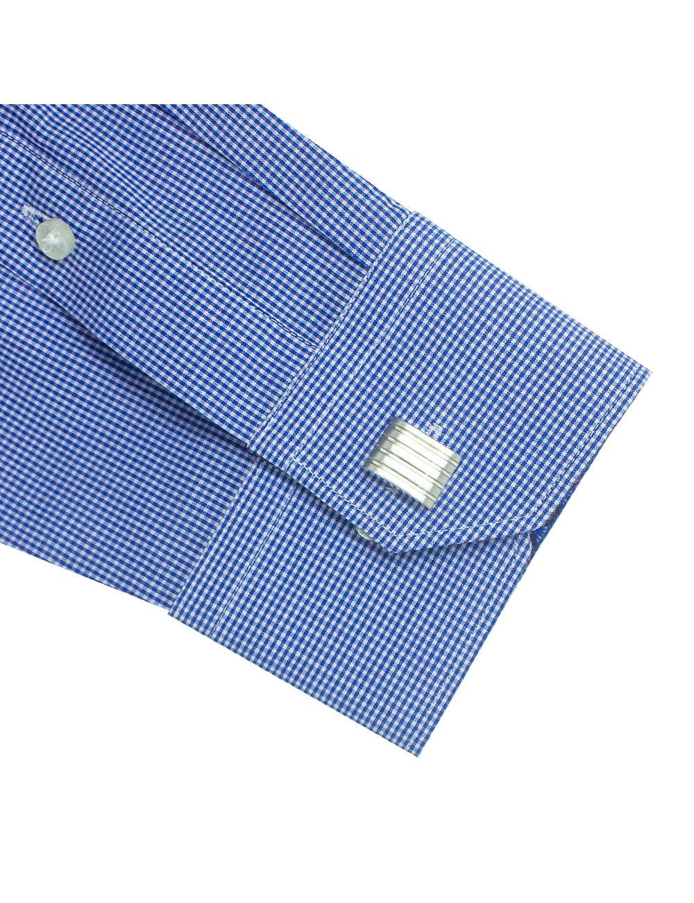 Blue Micro Checks Slim Fit Long Sleeve Shirt
