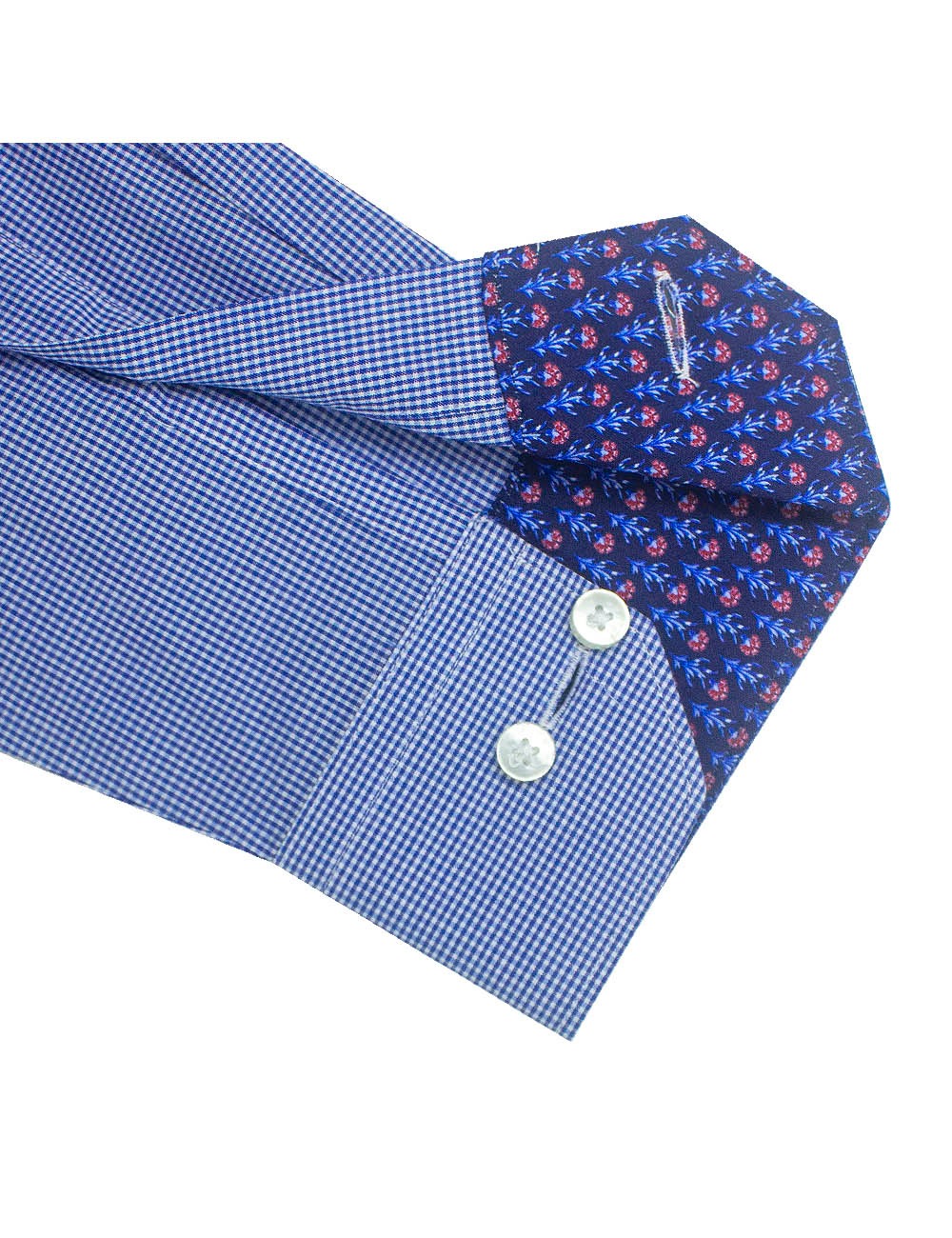 Blue Micro Checks Slim Fit Long Sleeve Shirt