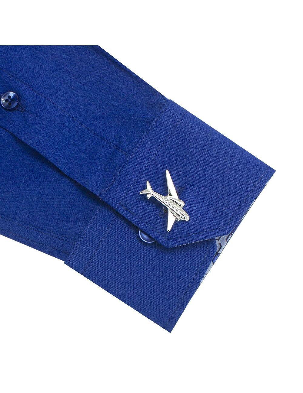Solid Blue Eco-ol Bamboo Slim Fit Long Sleeve Shirt — The Shirt Bar
