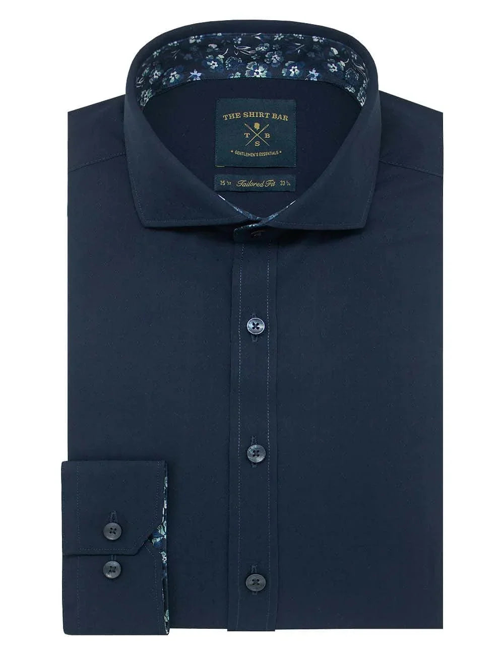 Solid Navy Twill Eco-ol Bamboo Slim Fit Cutaway Collar Long Sleeve Shirt — The Shirt Bar