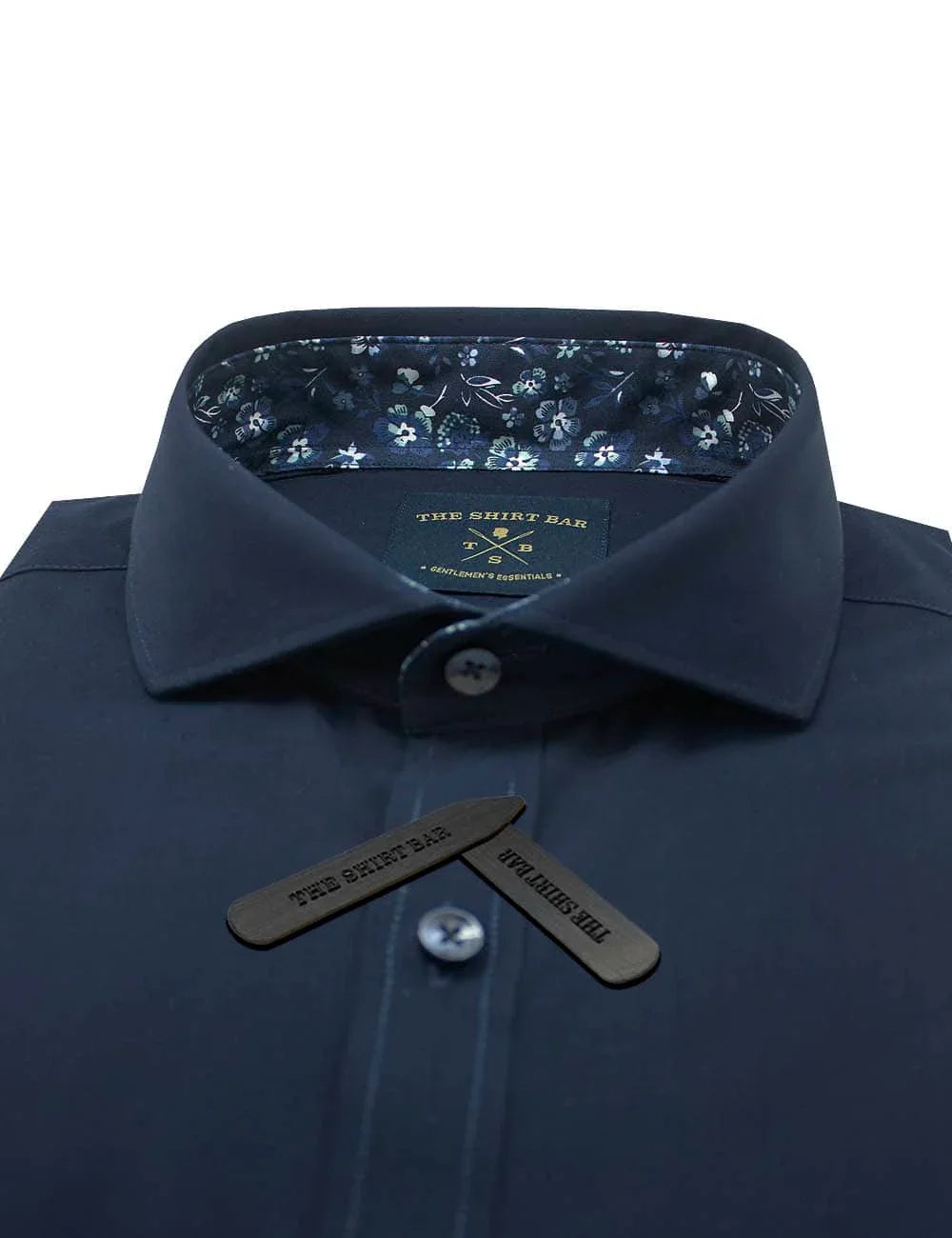 Solid Navy Twill Eco-ol Bamboo Slim Fit Cutaway Collar Long Sleeve Shirt — The Shirt Bar