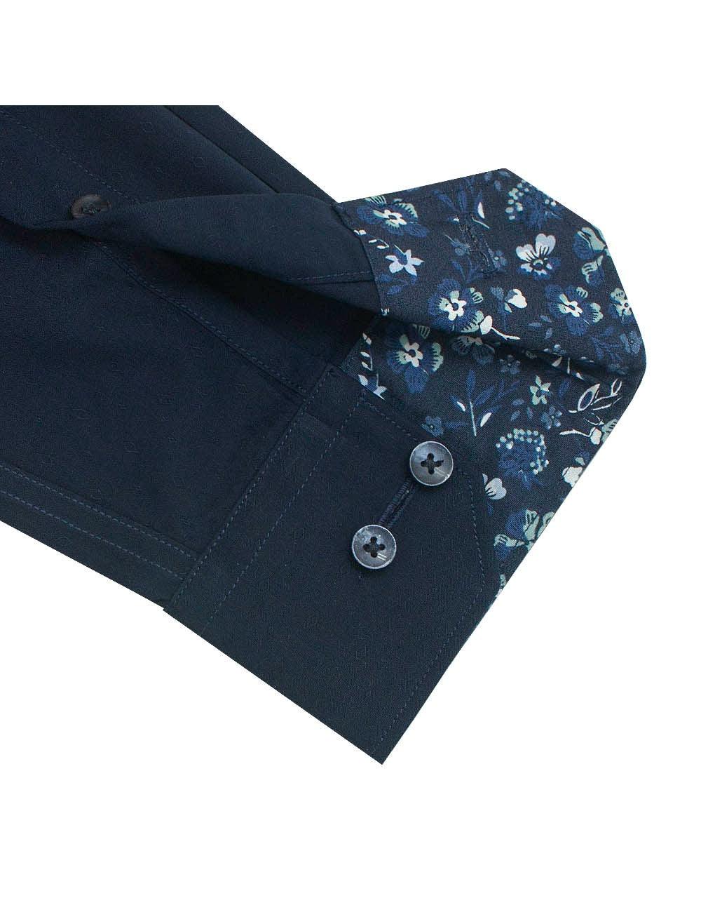 Solid Navy Twill Eco-ol Bamboo Slim Fit Cutaway Collar Long Sleeve Shirt — The Shirt Bar