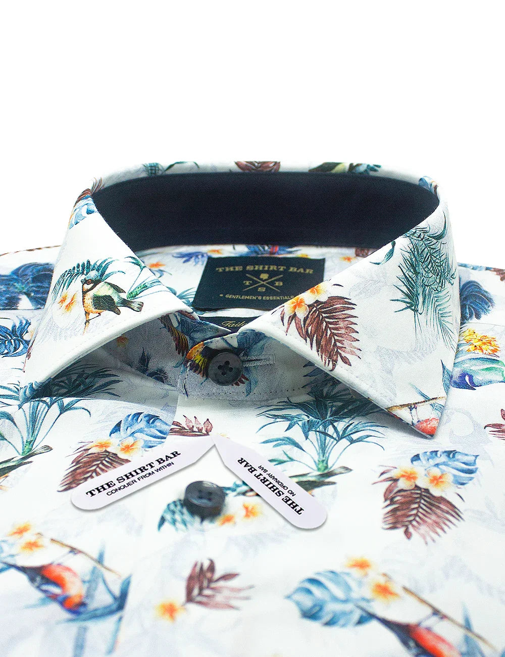 Singapore Collection: White Paradise Italian Print Slim Fit Long Sleeve Shirt — The Shirt Bar