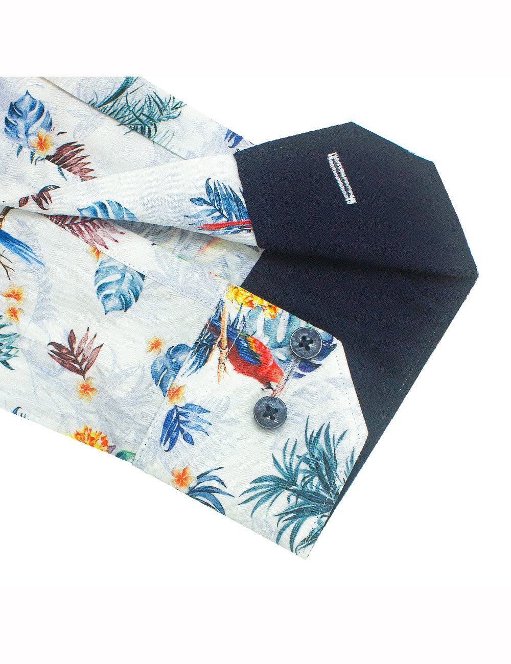 Singapore Collection: White Paradise Italian Print Slim Fit Long Sleeve Shirt