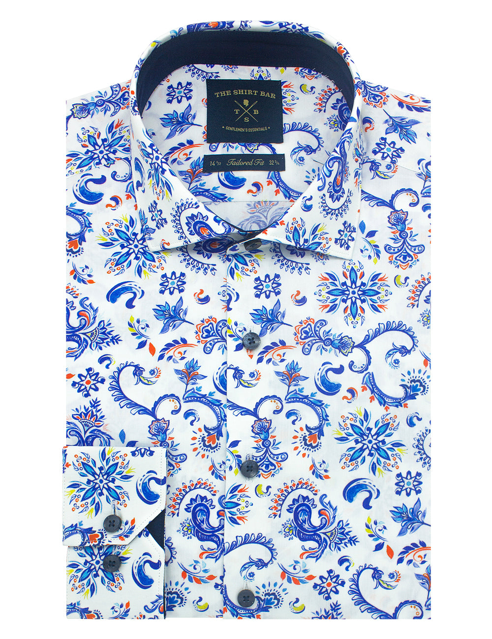 White Print Italian Fabric Silky Tailored Fit Finish