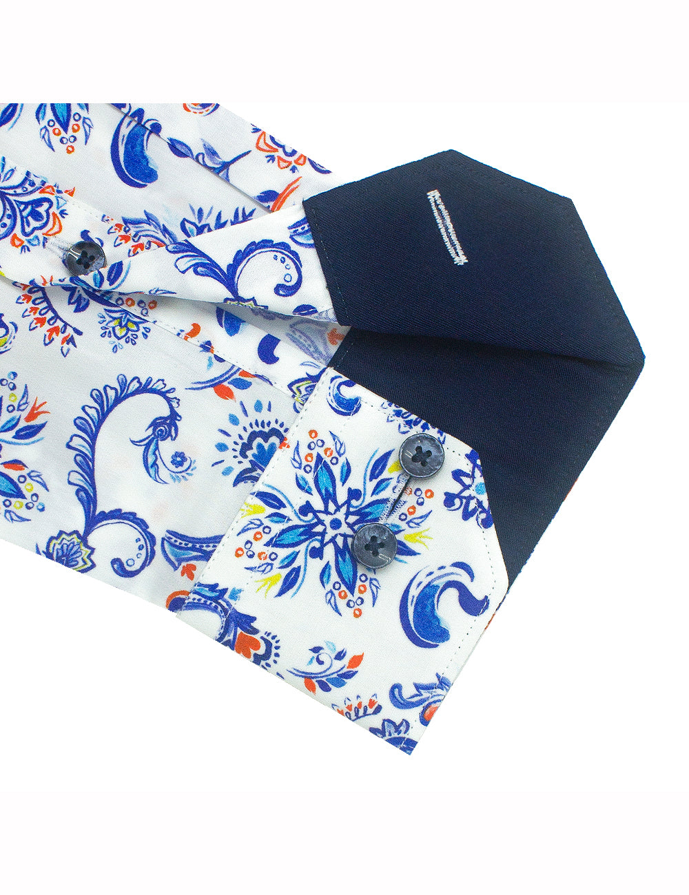 White Print Italian Fabric Silky Tailored Fit Finish