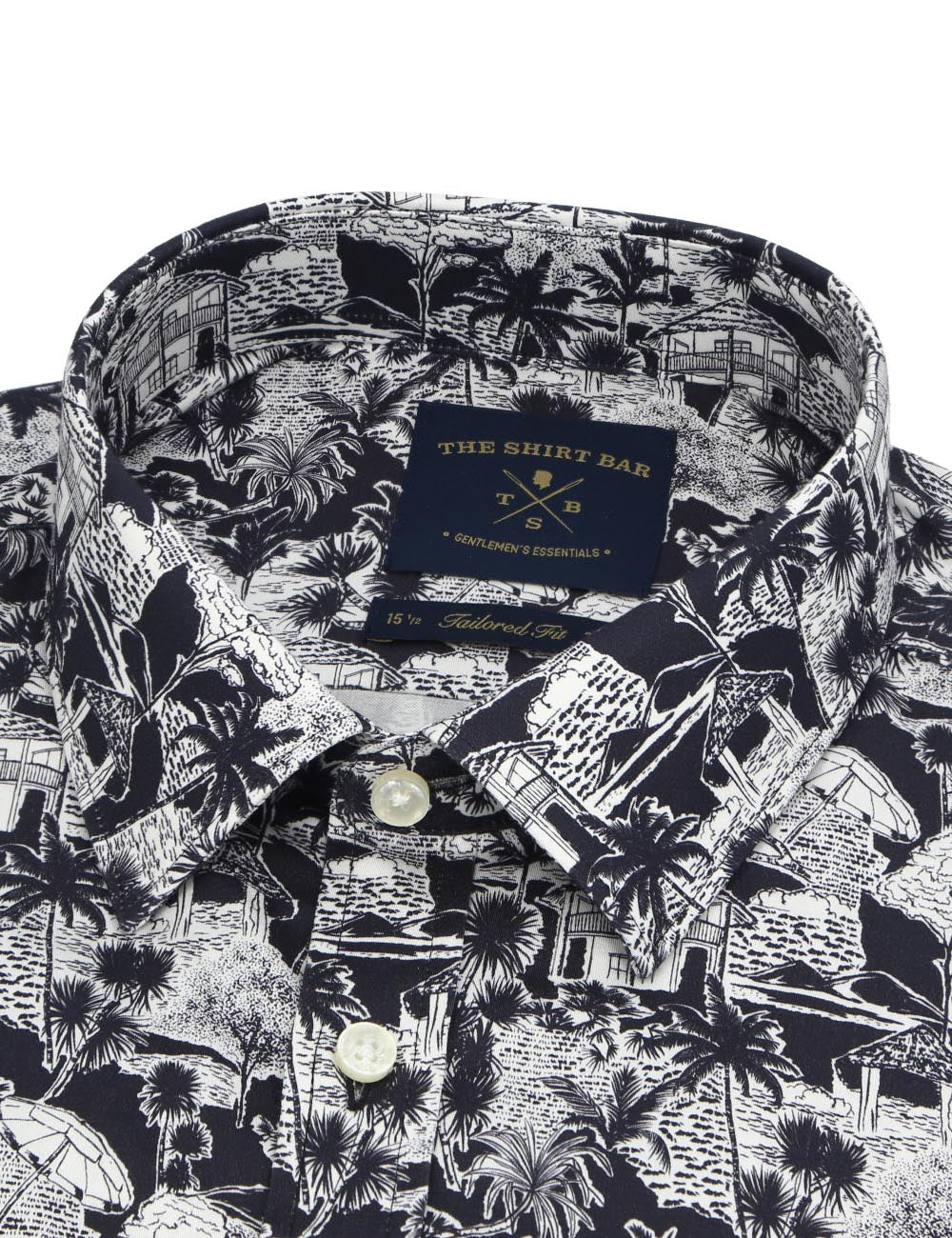 Black Holiday Print Silky Finish Slim Fit Shirt