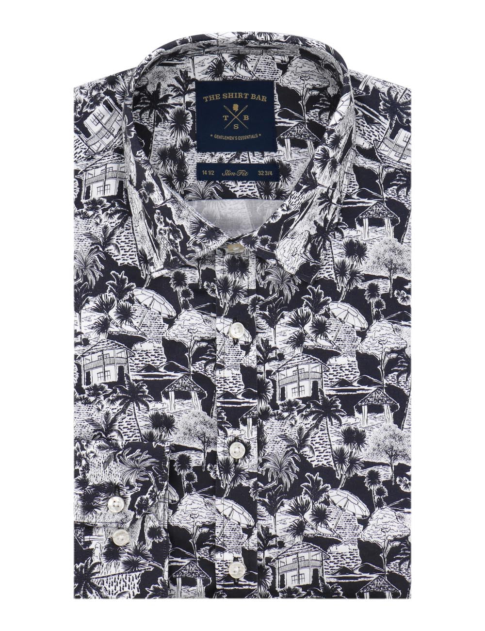 Black Holiday Print Silky Finish Slim Fit Shirt