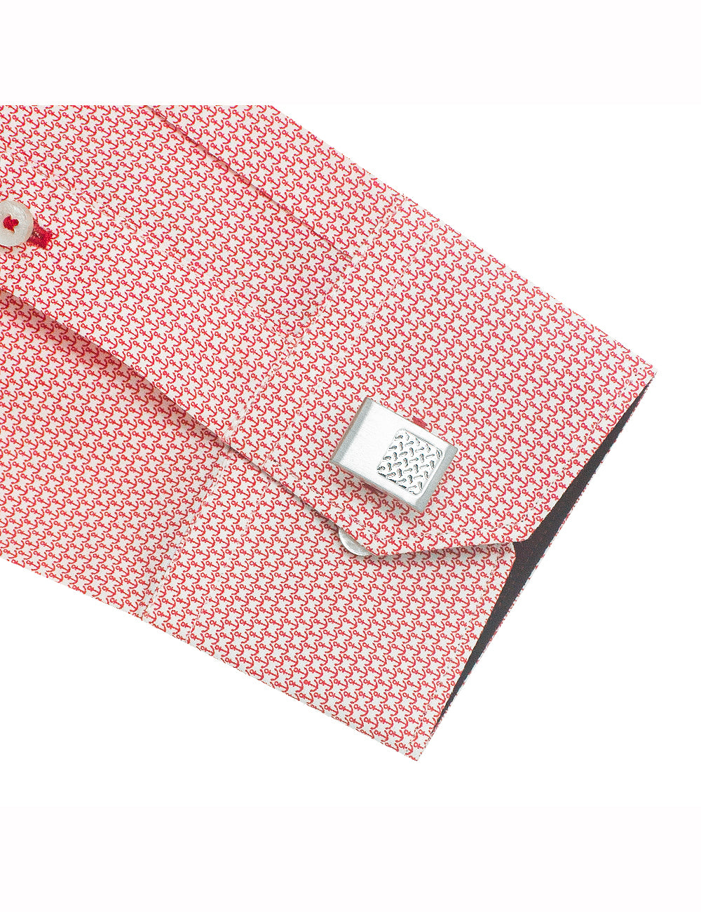 Singapore Collection: Red Anchor Print Slim Fit Long Sleeve Shirt