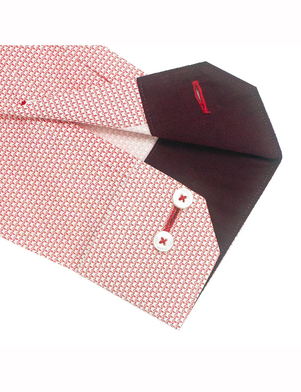 Singapore Collection: Red Anchor Print Slim Fit Long Sleeve Shirt — The Shirt Bar