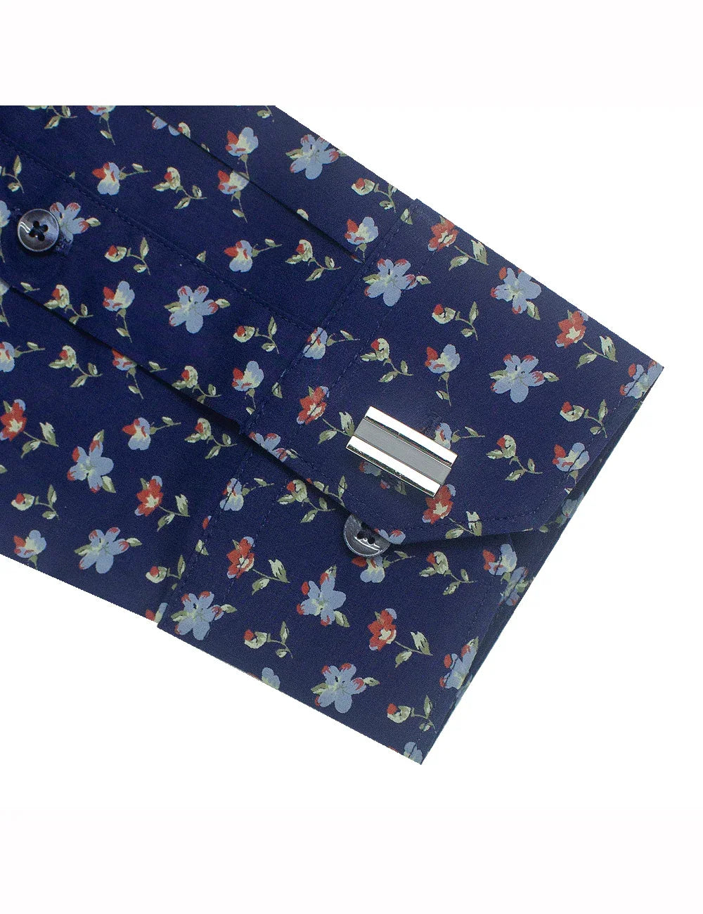 Singapore Collection: Navy with Red Floral Print Slim Fit Long Sleeve Shirt — The Shirt Bar