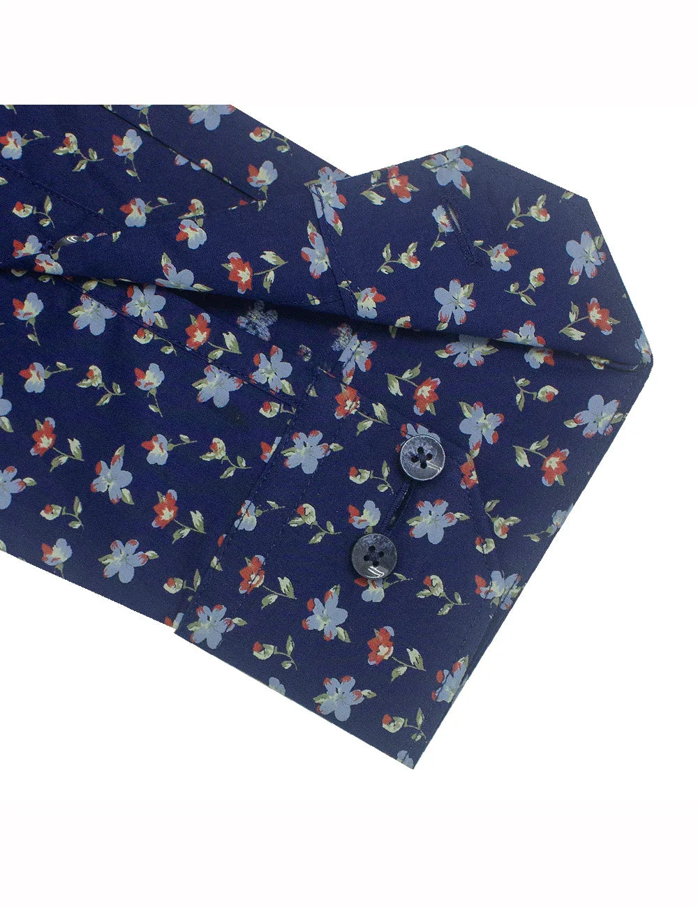 Singapore Collection: Navy with Red Floral Print Slim Fit Long Sleeve Shirt — The Shirt Bar