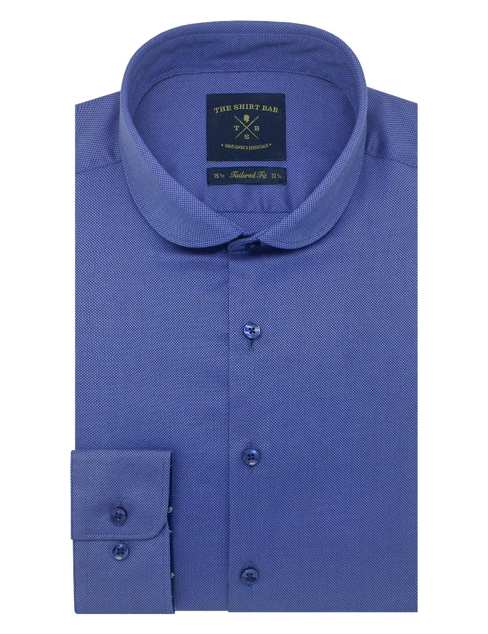 Blue Dobby Easy Iron Club Collar Slim Fit Long Sleeve Shirt — The Shirt Bar
