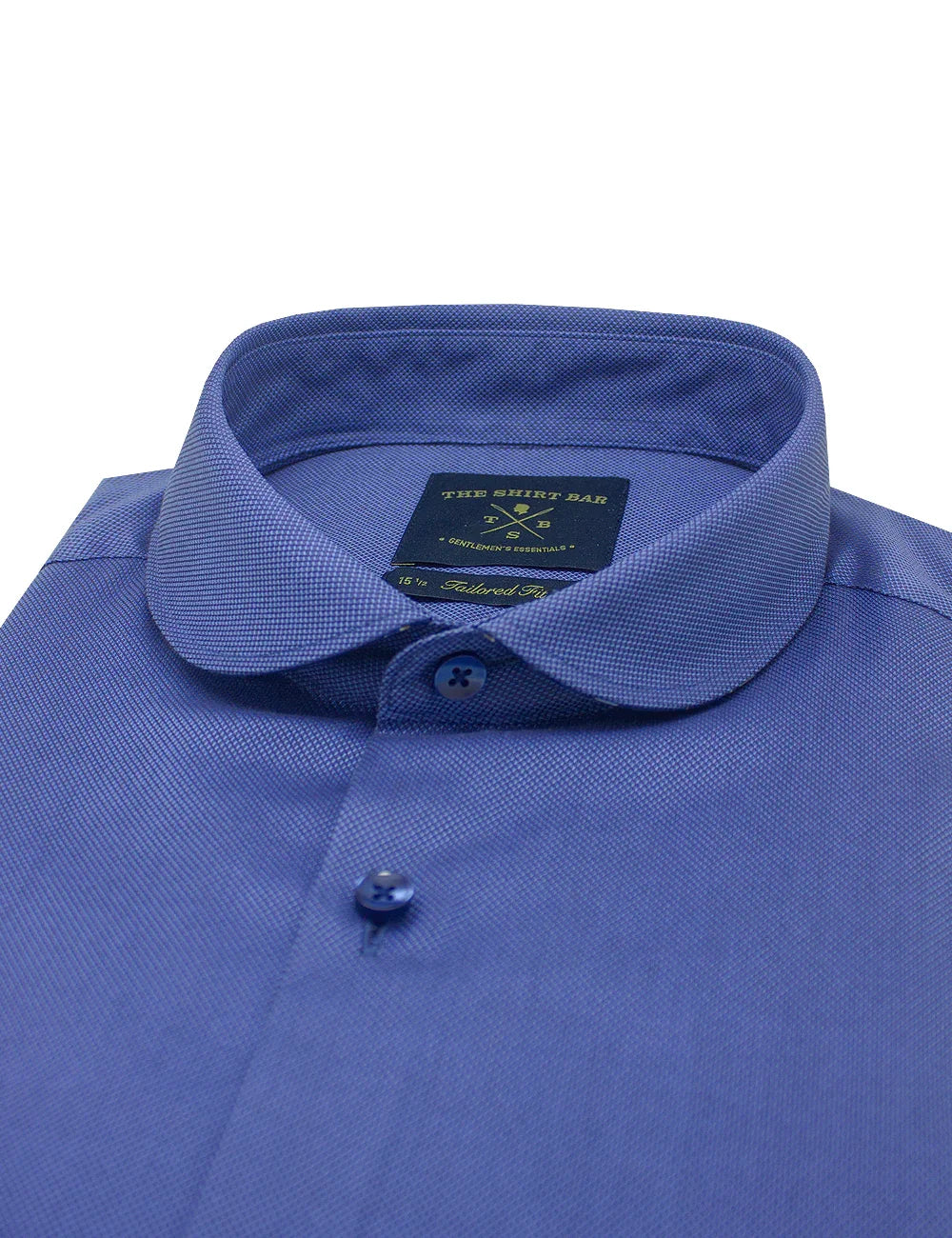 Blue Dobby Easy Iron Club Collar Slim Fit Long Sleeve Shirt — The Shirt Bar