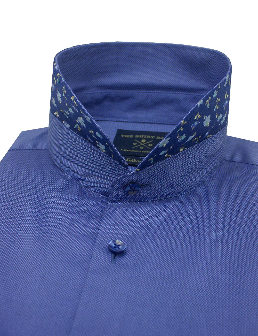 Blue Dobby Easy Iron Club Collar Slim Fit Long Sleeve Shirt — The Shirt Bar