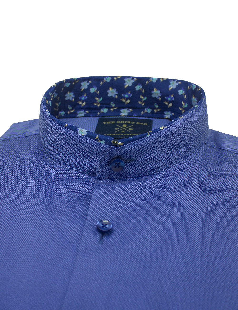 Blue Dobby Easy Iron Club Collar Slim Fit Long Sleeve Shirt