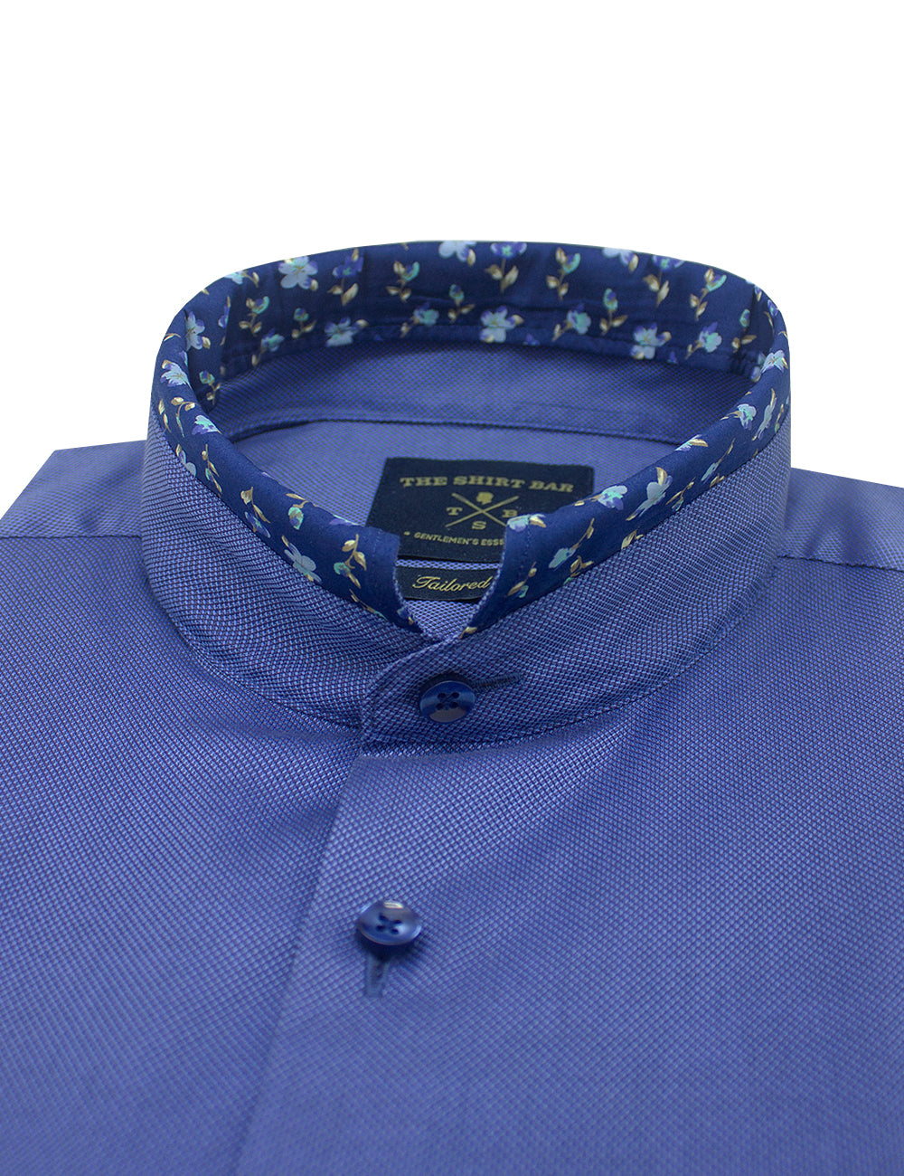 Blue Dobby Easy Iron Club Collar Slim Fit Long Sleeve Shirt