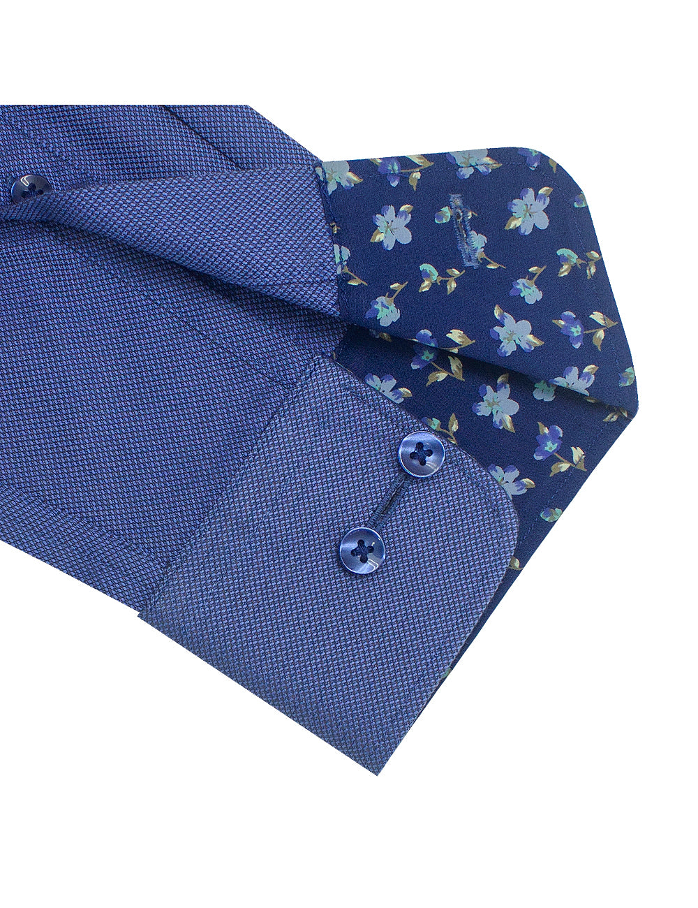 Blue Dobby Easy Iron Club Collar Slim Fit Long Sleeve Shirt