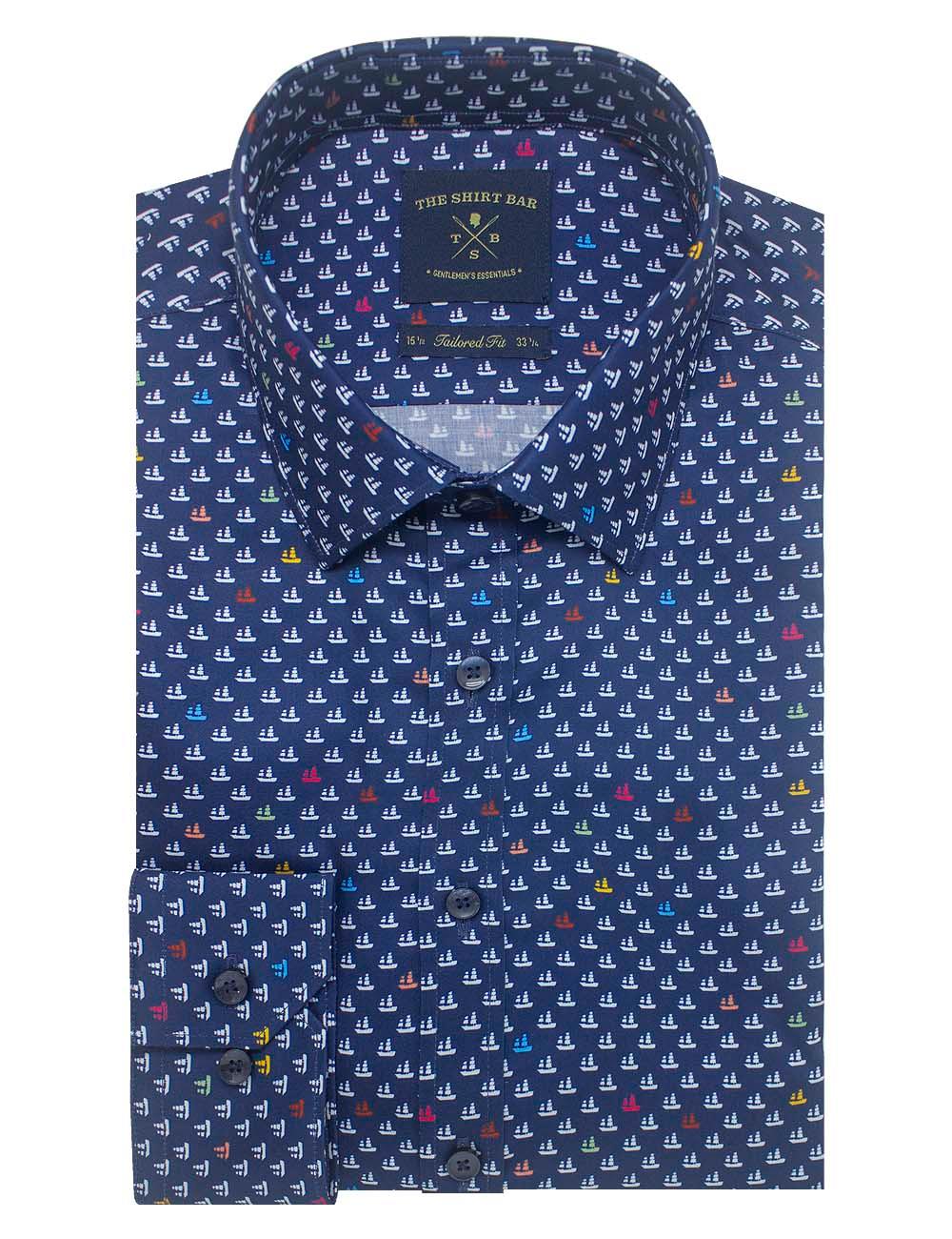 Singapore Collection: Junk Boat Digital Print Slim Fit Long Sleeve Shirt — The Shirt Bar