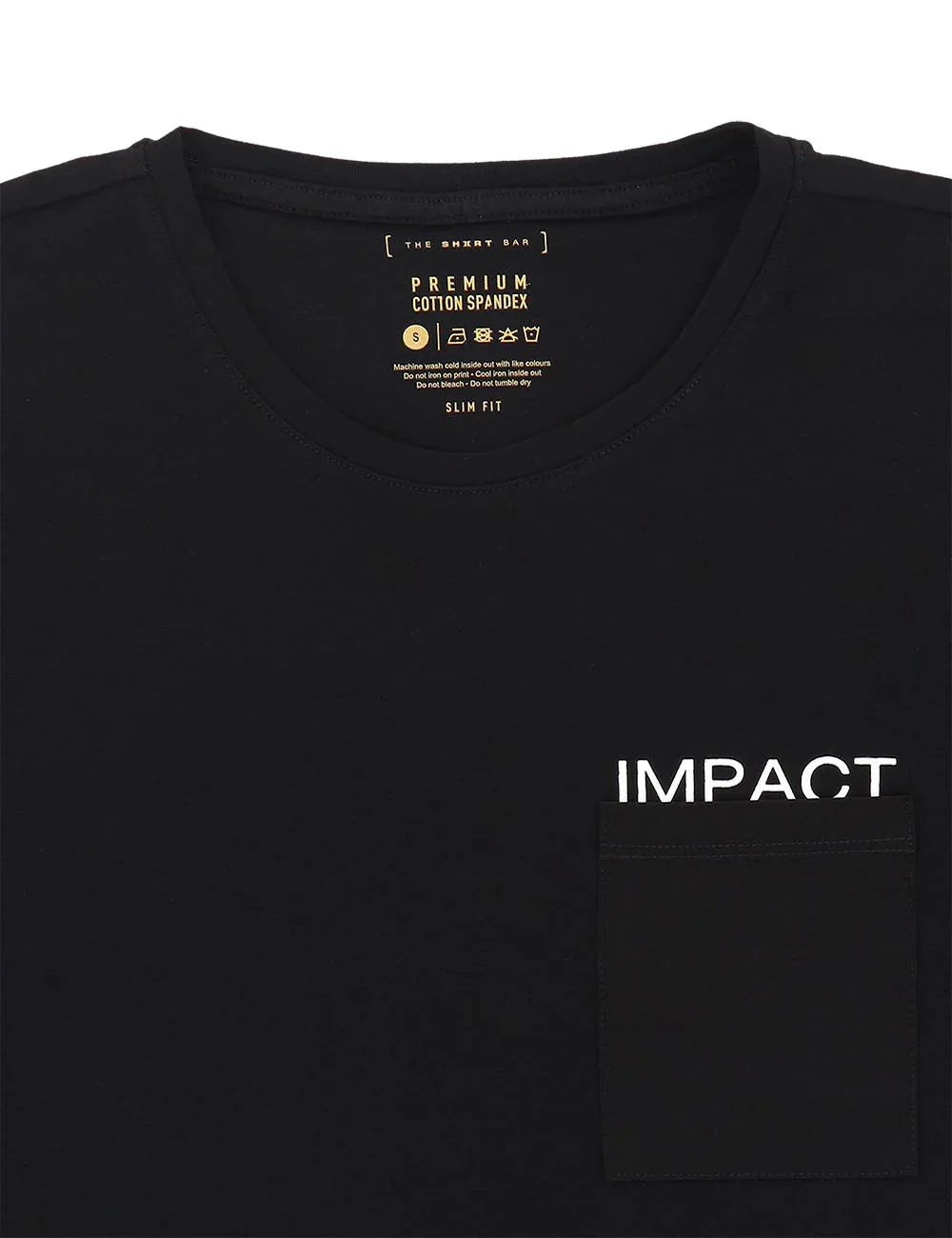 Premium Cotton Stretch Crew Neck With Pocket and IMPACT Print Slim Fit T-Shirt — The Shirt Bar