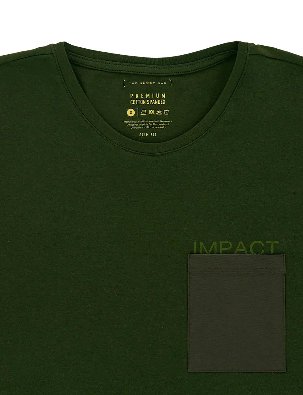 Premium Cotton Stretch Crew Neck With Pocket and IMPACT Print Slim Fit T-Shirt — The Shirt Bar